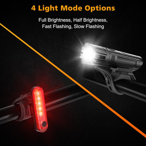 Комплект велофара і задня мигалка Ascher Ultra Bright 2000 mAh, 300 Lumens 4 режими світла (HJ-040)