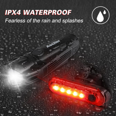 Комплект велофара і задня мигалка Ascher Ultra Bright 2000 mAh, 300 Lumens 4 режими світла (HJ-040)