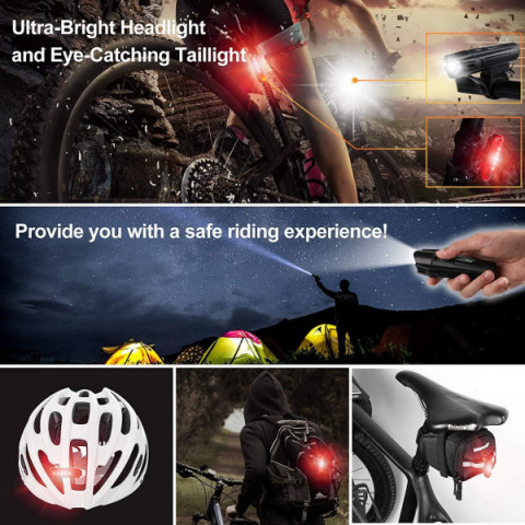Комплект велофара і задня мигалка Ascher Ultra Bright 2000 mAh, 300 Lumens 4 режими світла (HJ-040)