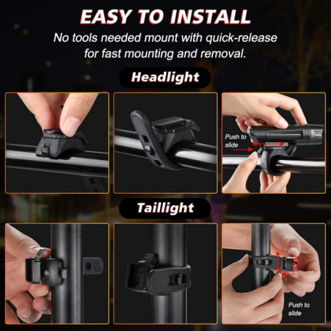 Комплект велофара і задня мигалка Ascher Ultra Bright 2000 mAh, 300 Lumens 4 режими світла (HJ-040)