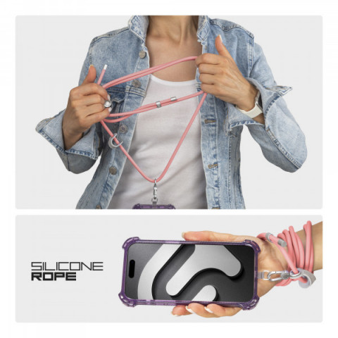 Ремінець для смартфону ArmorStandart Silicone Rope Titanium Pink with Grey holder (ARM76275)