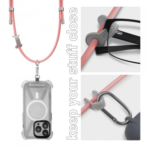 Ремінець для смартфону ArmorStandart Silicone Rope Titanium Pink with Grey holder (ARM76275)