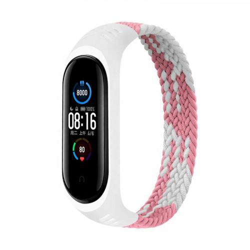 Ремінець BeCover Elastic Nylon Style для Xiaomi Mi Smart Band 5/Mi Smart Band 6 Size M Pink/White (706153)