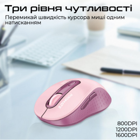 Миша бездротова Promate Ken Pink