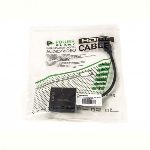 Кабель PowerPlant (CA910885) HDMI-VGA, 0.15м, чорний