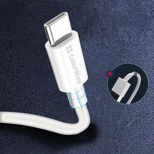 Кабель ColorWay USB-C-Lightning, 3.0А, 1м, White (CW-CBPDCL032-WH)