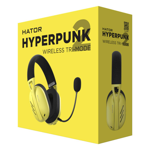 Bluetooth-гарнiтура Hator Hyperpunk 2 Wireless Tri-mode Black/Yellow (HTA-857)