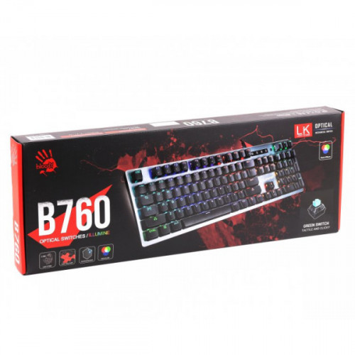 Клавіатура Bloody B760 сіра, механiчна ігрова, LK Green перемикачі, USB