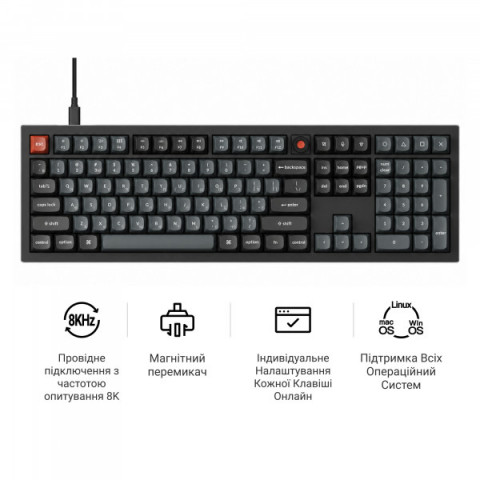 Клавіатура дротова Keychron V6 8K Keychron Super Red Switch Black RGB (V6W-D1-UA) Купити в Україні