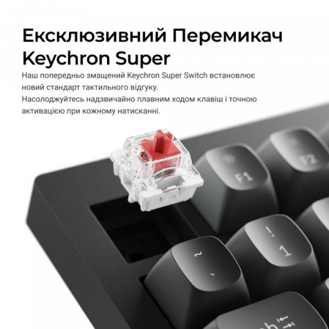 Клавіатура дротова Keychron V6 8K Keychron Super Red Switch Black RGB (V6W-D1-UA) Купити в Україні