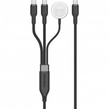 Кабель Promate USB Type-C - 2хUSB Type-C 100W Apple Watch Charger 5W (M/M), 5A, 1.4 м, Black (fusion-ccw.black)