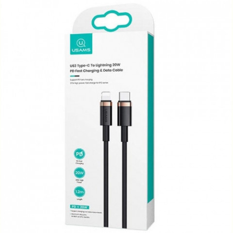 Кабель Usams US-SJ484 USB Type-C - Lightning, 1.2 м, Black (SJ484USB01)