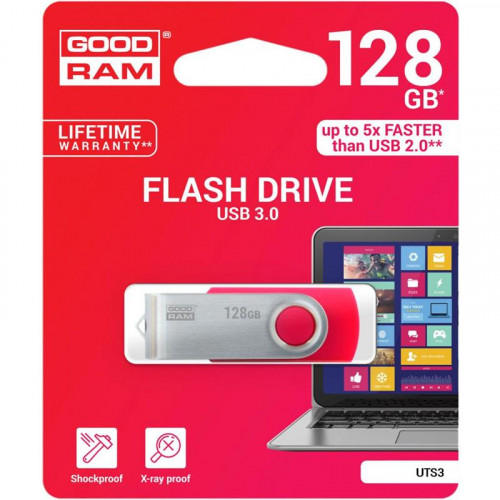 Флеш-накопичувач USB3.0 128GB GOODRAM UTS3 (Twister) Red (UTS3-1280R0R11)