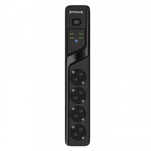 Мережевий фільтр Proove Power Strip P-04 (4 розетки + 4 USB + 2 Type-C) 2М black Купити в Україні