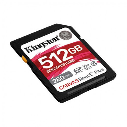 Карта пам`яті SDHC 512GB UHS-II/U3 Class 10 Kingston Canvas React Plus V60 SD R280/W150MB/s (SDR2V6/512GB)