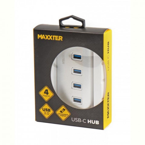 Концентратор USB Type-C Maxxter 4хUSB3.0 Silver (HU3С-4P-01)