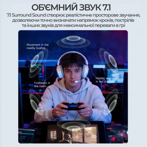 Бездротова ігрова гарнітура Ajazz AHM10 Max Black (AHM10-MAX-B) Купити в Україні