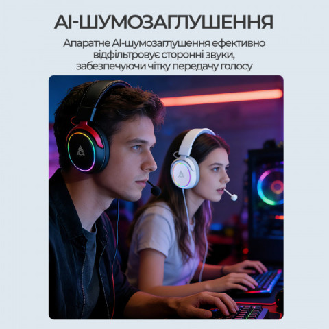 Бездротова ігрова гарнітура Ajazz AHM10 Max Black (AHM10-MAX-B) Купити в Україні