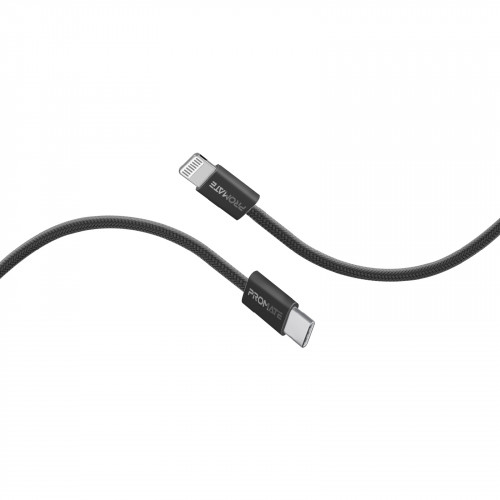 Кабель Promate USB Type-C - Lightning (M/M), 3 A, 27 W, 1.2 м, EcoLine-Ci120 Black (ecoline-ci120.black)