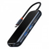 Type-C-Хаб Baseus AcmeJoy 5-Port Type-C HUB (Type-C to 2xUSB3.0 + USB2.0 + Type-C PD&Data + RJ45) dark gray Купити в Україні