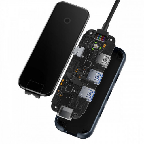 Type-C-Хаб Baseus AcmeJoy 5-Port Type-C HUB (Type-C to 2xUSB3.0 + USB2.0 + Type-C PD&Data + RJ45) dark gray Купити в Україні
