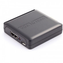 Адаптер PowerPlant (CA911493) HDMI - VGA+R/L, чорний