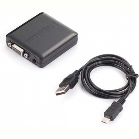 Адаптер PowerPlant (CA911493) HDMI - VGA+R/L, чорний
