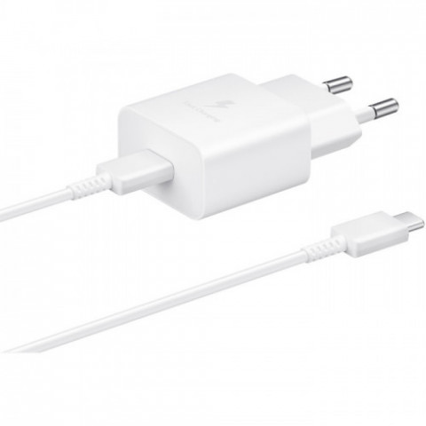 Мережевий зарядний пристрій Samsung EP-T1510X White, 1хUSB Type-C, 15W + кабель USB Type-C (EP-T1510XWEGEU)
