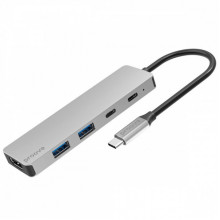 Type-C-Хаб Proove Iron Link 5 in 1 (2*Type-C + 2*USB3.0 + HDMI) silver