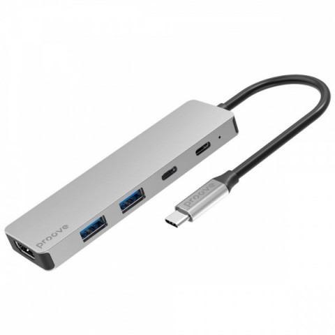 Type-C-Хаб Proove Iron Link 5 in 1 (2*Type-C + 2*USB3.0 + HDMI) silver Купити в Україні