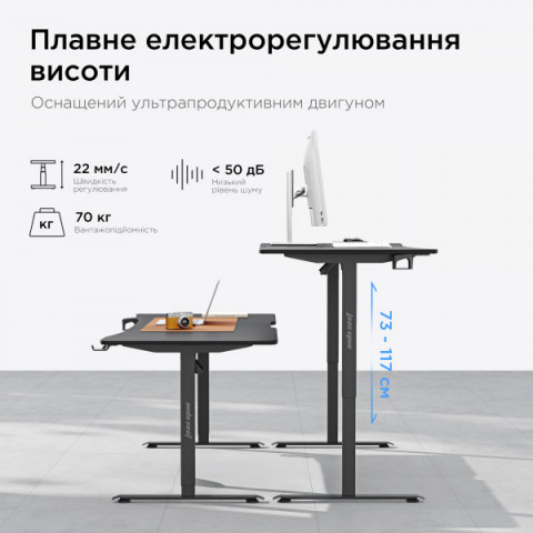 Стіл з електрорегулюванням висоти Anda Seat Xtreme E 1400x750 Black (стільниця) Купити в Україні