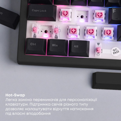 Дротова механічна клавіатура Ajazz AK690 Peach Mist Switch (AK690-PM-W) Купити в Україні