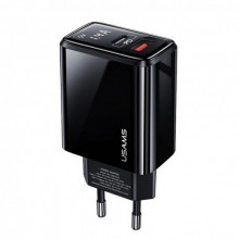 Мережевий зарядний пристрій Usams US-CC133 (1USB, 1USB Type-C) 20W PD + QC3.0 Black (CC133TC01)