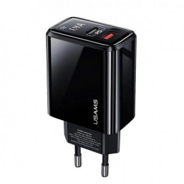 Мережевий зарядний пристрій Usams US-CC133 (1USB, 1USB Type-C) 20W PD + QC3.0 Black (CC133TC01)