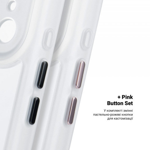 Чохол ArmorStandart Unit-C MagCase для Apple iPhone 17 Pro Matte Clear + Pink Button Set (ARM90587)