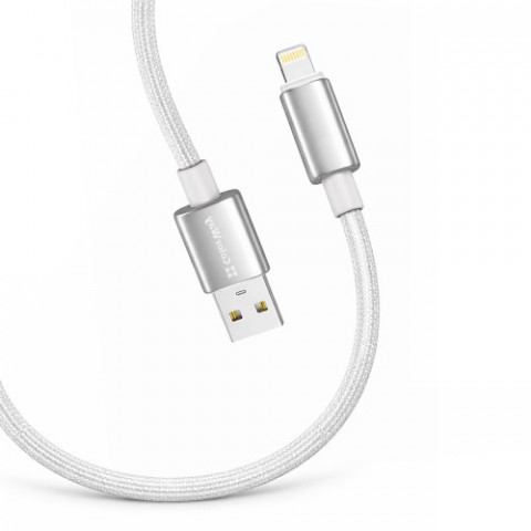 Кабель ColorWay USB - Lightning (M/M), zinc alloy braided, 3А, 2 м, White (CW-CBUL099-WT)