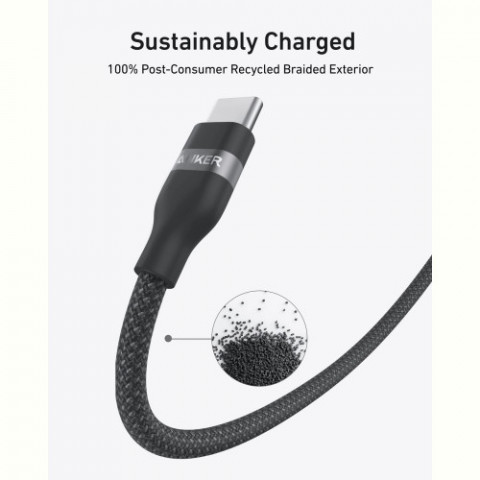 Кабель Anker Upcycled-Braided USB-C - USB-C (M/M), 240W, 1.8 м, Black (A82E2H12)