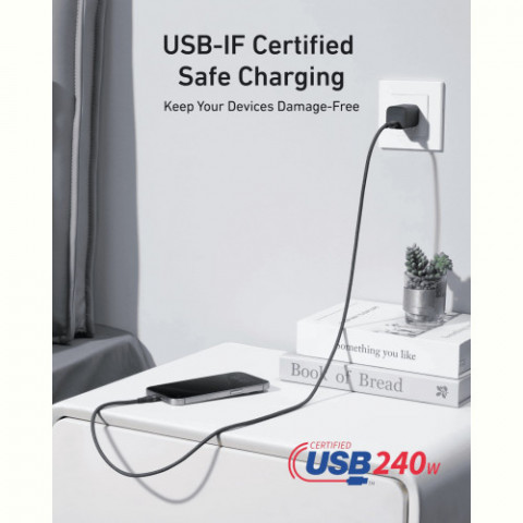 Кабель Anker Upcycled-Braided USB-C - USB-C (M/M), 240W, 1.8 м, Black (A82E2H12)