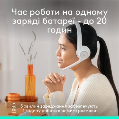 Bluetooth-гарнітура Logitech Zone 300 Wireless Off-White (981-001417)