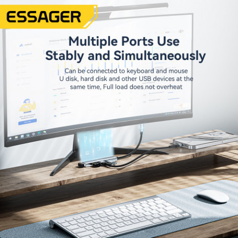 USB-хаб Essager Fengyang 4 in 1 Splitter USB-A (EHBA04-FY10-P)