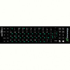 Наліпка на клавіатуру Grand-X 68 keys Cyrillic green, Latin white (GXDPGW)