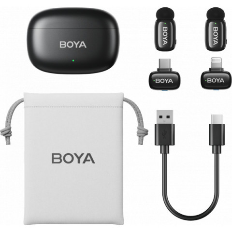 Бездротовий петличний мікрофон BOYA mini-12 Type-C/Lightning Black Купити в Україні