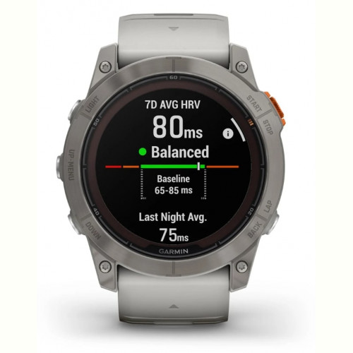 Смарт-годинник Garmin Fenix 7X Pro Sapphire Solar Titanium with Grey/Orange Band (010-02778-64)