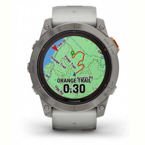 Смарт-годинник Garmin Fenix 7X Pro Sapphire Solar Titanium with Grey/Orange Band (010-02778-64)