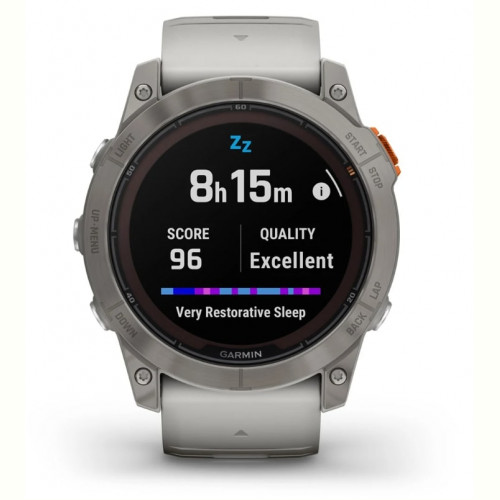 Смарт-годинник Garmin Fenix 7X Pro Sapphire Solar Titanium with Grey/Orange Band (010-02778-64)