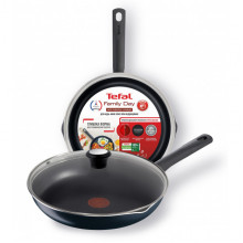 Сковорода з кришкою Tefal Family Day, 26см, алюміній, бакеліт, скло, чорний