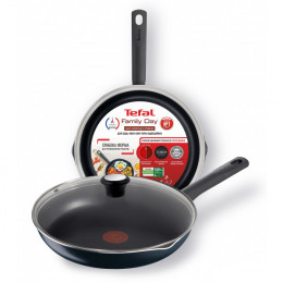 Сковорода з кришкою Tefal Family Day, 26см, алюміній, бакеліт, скло, чорний
