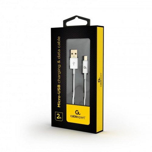 Кабель Cablexpert (CC-USB2P-AMmBM-2M-W) USB 2.0 A - microUSB B, преміум, 2м, белій
