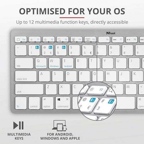 Клавіатура бездротова Trust Bluetooth Basics White (25486)