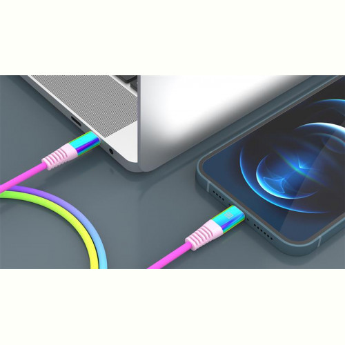 Кабель REAL-EL Rainbow USB-C-Lightning, 1м (4743304104710)